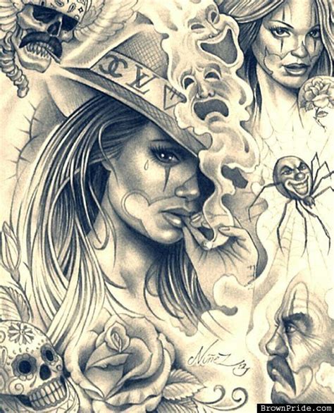 chicano gangster drawings|chicano art girl cartoon body.